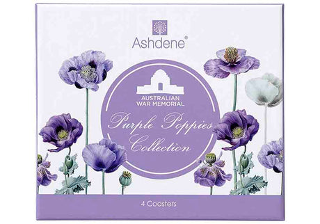 Ashdene Purple Poppies AWM Coaster Set of 4